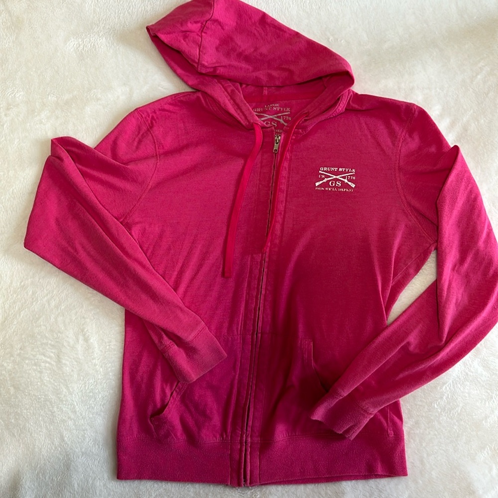 Grunt Style Pink zip-up hoodie, Large